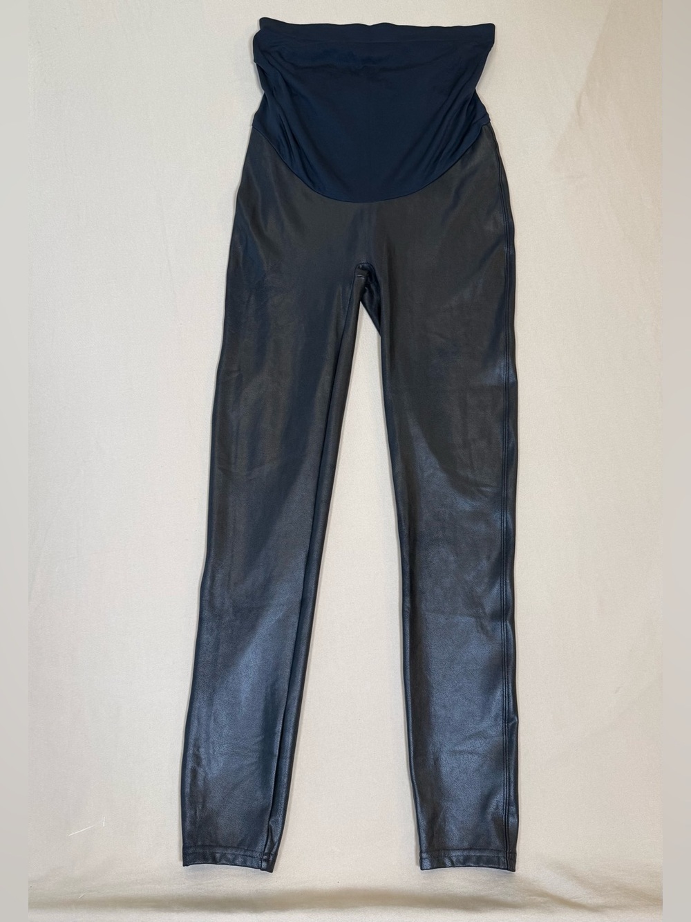 SPANX Mama Maternity Black Shiny Faux Leather Leggings, XL